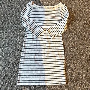 Banana Republic Striped Boatneck Dress - Navy and White, XS, Button detail -Back